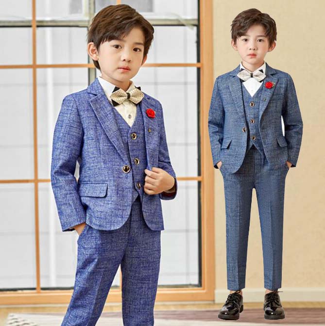 子服誕生スーツ結婚式男の子スーツ七五三男の子スーツキッズスーlツ子スーツピアノ発表会ベビー服ジュニア紳士服タキシード常フォーマルスーツ5点セットジャケット+パンツ+ベスト/シャツ+蝶結び+コサージュセ