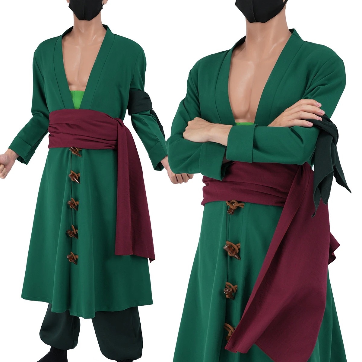 [2026 新作]HOLOUNCOSER ワンピース ロロノア・ゾロ 2年後 コスプレ 衣装 剣豪 ハラマキ付 長袖 C服 フルセット 上下セット 仮装 ハロウィン アニメ