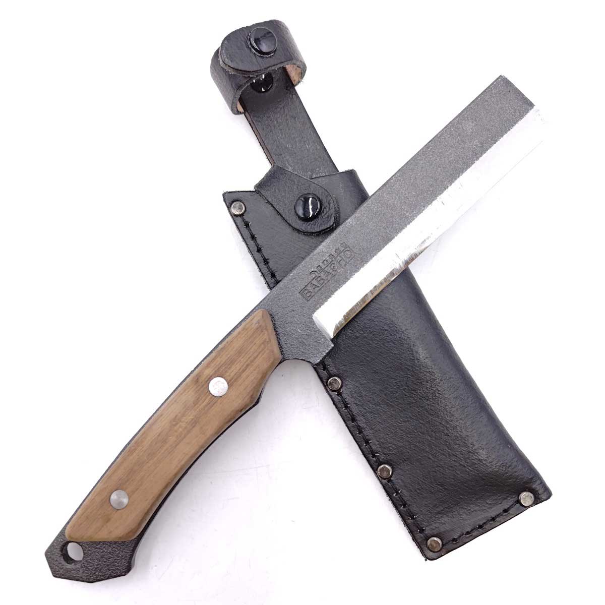 【中古】BABACHO 馬場長金物 多喜火鉈 刃渡110mm 革ケース付 焚き火 薪割 ナタ アウトドア キャンプ