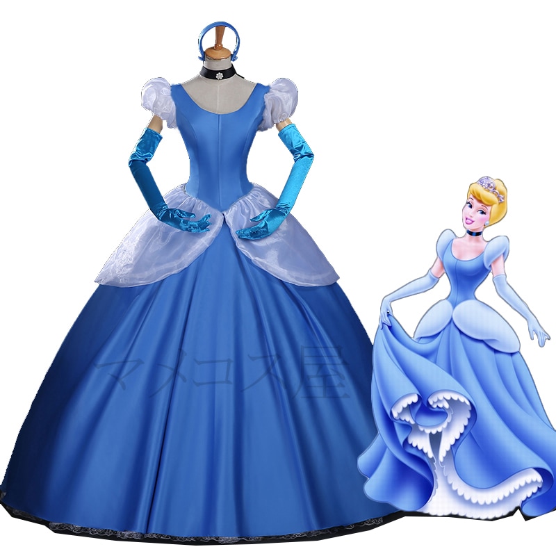 シンデレラ ドレス Cinderella コスプレ衣装 プリンセスドレス 結婚式 発表会 文化祭 学園祭 演劇服装 コスチューム ロングドレス シンデレラコスプレ パニエ ロンググローブ カチューシャ