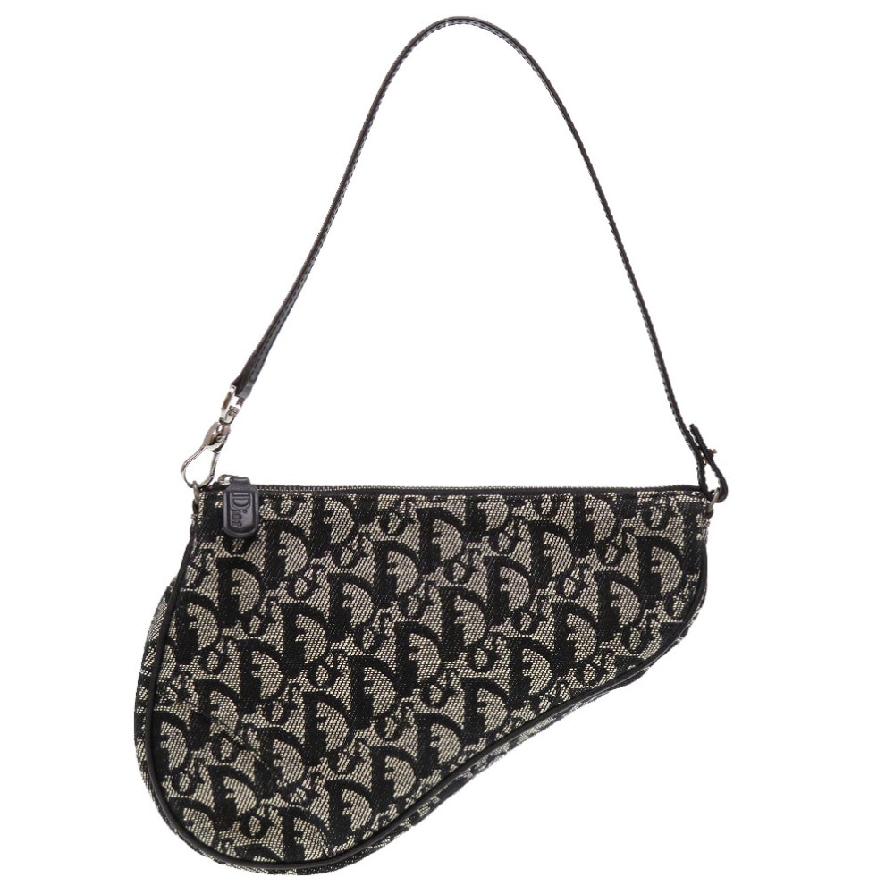 新品同様 クリスチャンディオール サドルポーチ トロッター ポーチ キャンバス/キャンバス ブラック 0029【中古】Christian Dior レディース