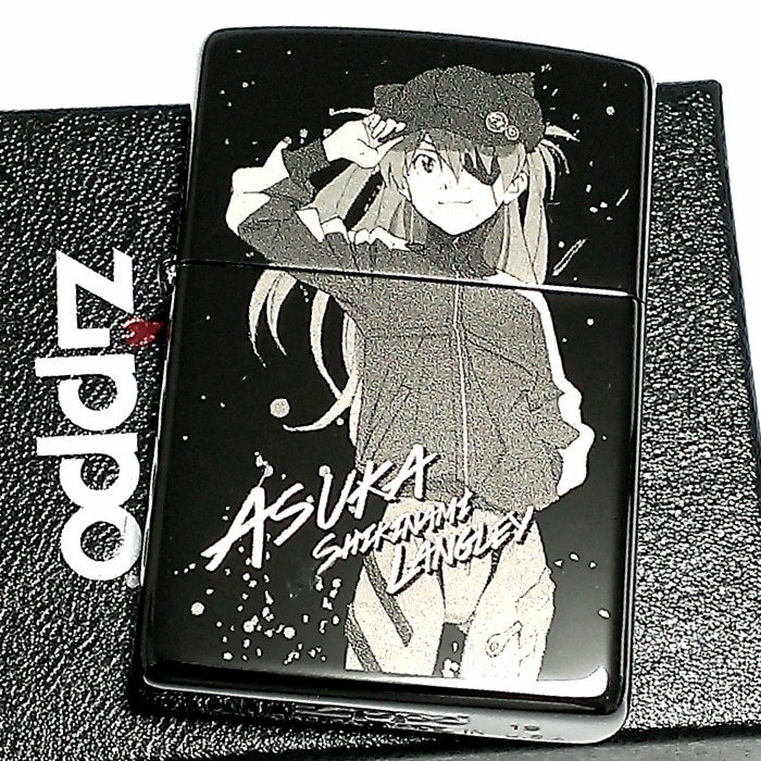 ZIPPO ライター エヴァンゲリオン アスカ/改2号機γ ジッポ 限定 シリアル入り 両面柄 ブラックチタンコート 新劇場版 かっこいい 黒 レーザー彫刻 アニメ メンズ レディース ギフト プレゼ