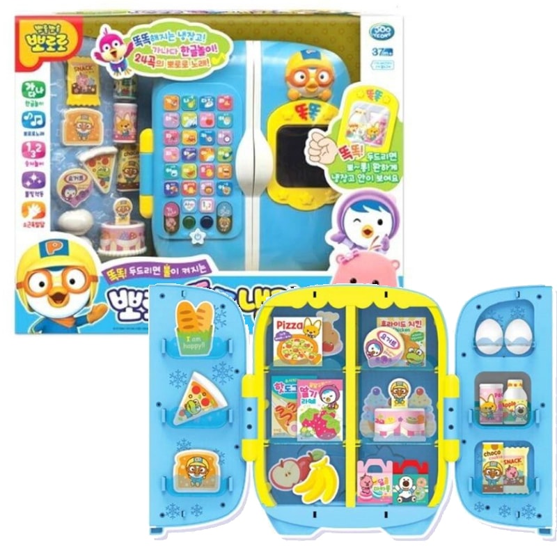 ポロロ 叩いて光る冷蔵庫 おもちゃ 歌 数字 ハングル 照明 手先の発達 ごっこ遊び キャラクターおもちゃ 4歳以上 韓国アニメ 正規ライセンス