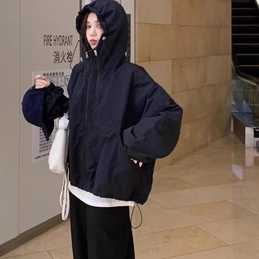 エコダウン マウンテン パーカー ジャケット レディース 韓国 アウター ファッション オーバーサイズ ジップアップ 中綿 ジャケット