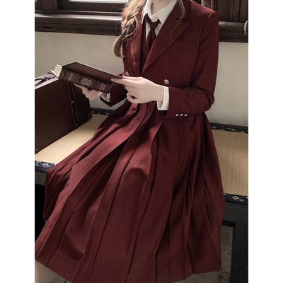 フェザースカートJKオリジナルフォーマル制服スーツ秋冬日系バックルスカート学院風ワンロング丈