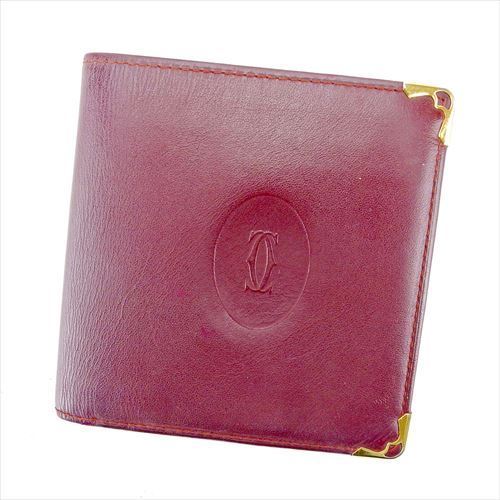 二つ折り財布 財布 マストライン ボルドー 中古