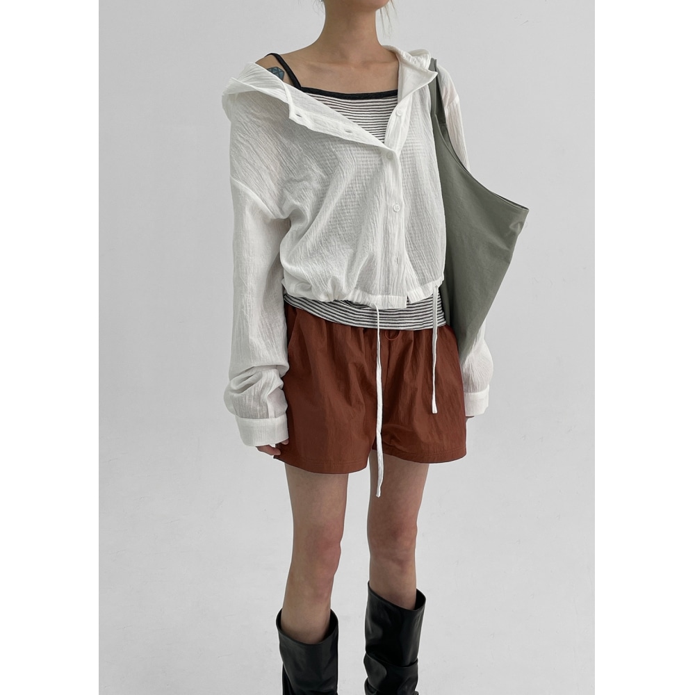 ブラックアップ [1000部販売] [MADE] KISEN サマークロップパーカーシャツ