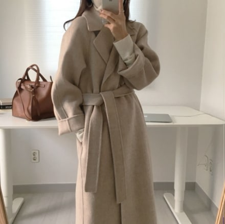 ロングチェスターコート アウター コート ロング丈 長袖 ベルト ウエストマーク ウエストリボン