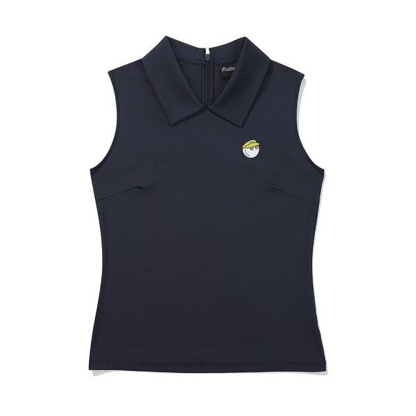 [マルボン公式] バックジッパーカラー スリーブレス NAVY (WOMAN)