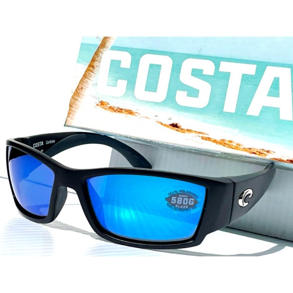 サングラス NEW Costa Del Mar CORBINA Matte Black POLARIZED Blue 580G GLASS Sunglass CB 11