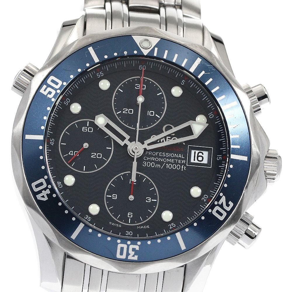 オメガ OMEGA 2225.80 シーマスター300 デイト クロノグラフ 自動巻き メンズ 保証書付き_888655【中古】