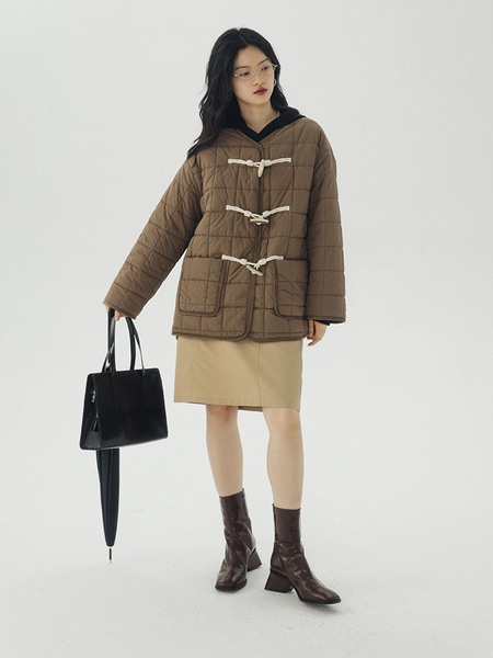 エッグタルト ホーム ルーズスリム キルティングコットン ホーンボタン