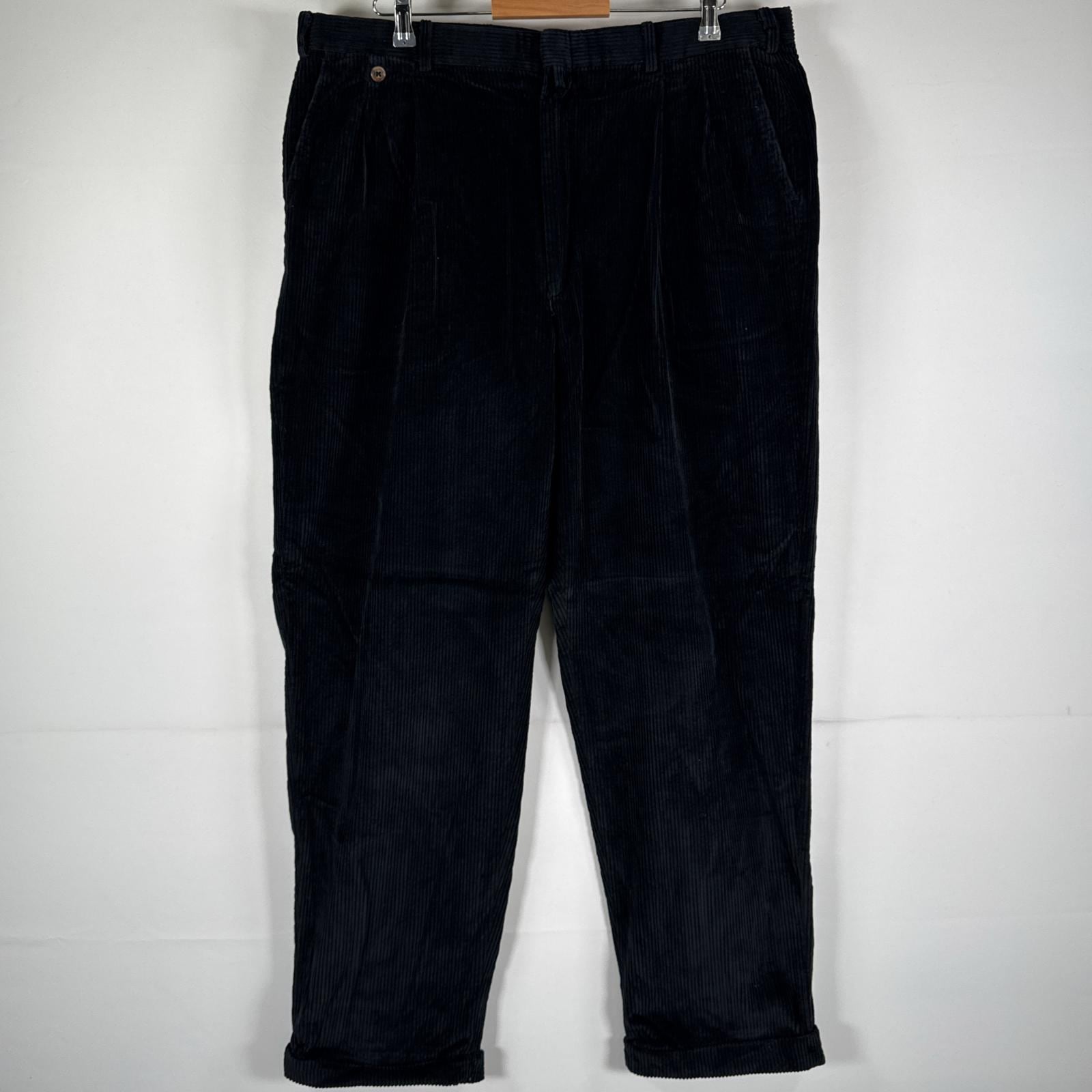 古着 90s/90年代 コーデュロイ コーデュロイパンツ 太畝 テーパード ワンポイント 刺繍 w40 L32 ブラック メンズ