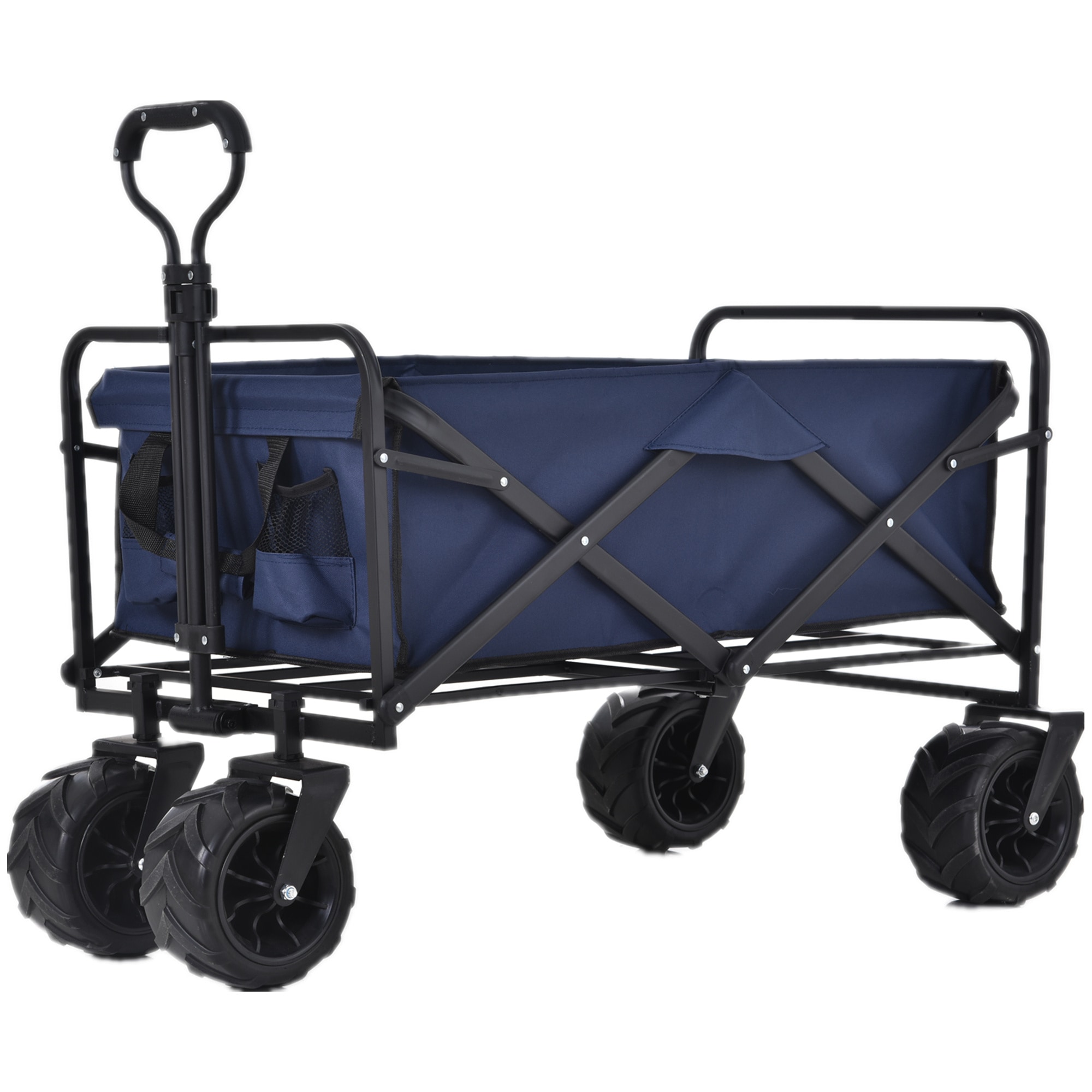 キャリーワゴン 折りたたみ 自立可 超大直径タイヤ 洗える 耐荷重100kg 頑丈 持ち運び便利 キャリーカート 台車 アウトドア キャンプ用品 買い物