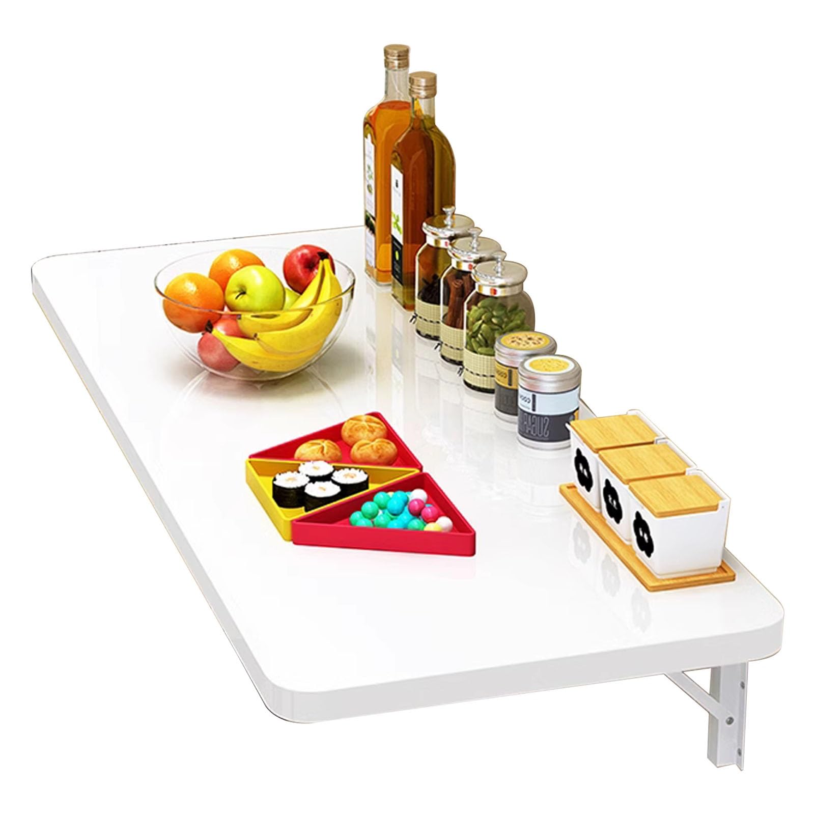 壁挂式折叠早餐吧桌 家庭厨房餐厅落叶桌 折叠办公带笔记本电脑桌 L90xW30cm/L35xW12in