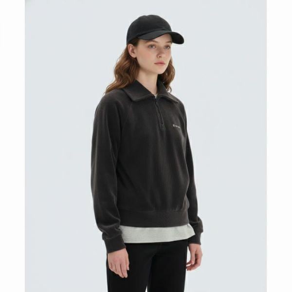 SNOWPEAK APPAREL コーデュロイ 女性 ハーフジップ スウェットシャツ S24WWFZT71 ダークチャコール