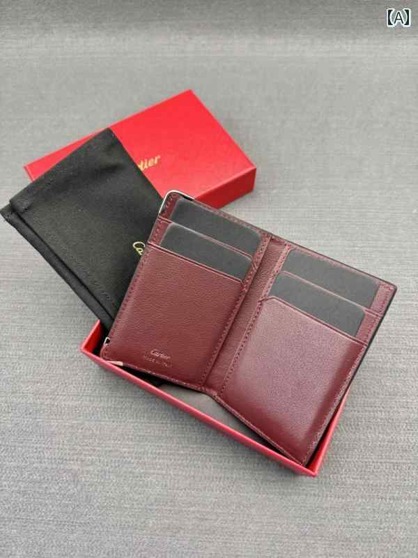 財布　カードケース　レザー Dajie レザー カードホルダー 高級 二つ 折り 多機能 牛革 革 ID バッグ 機能 クリップ