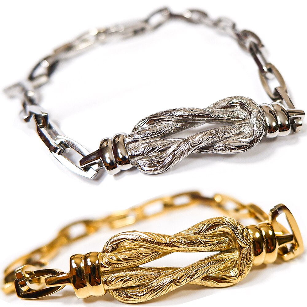 ハワイアンジュエリー バングル K14イエローゴールドコーティング スチールシルバー マレイ スクロ