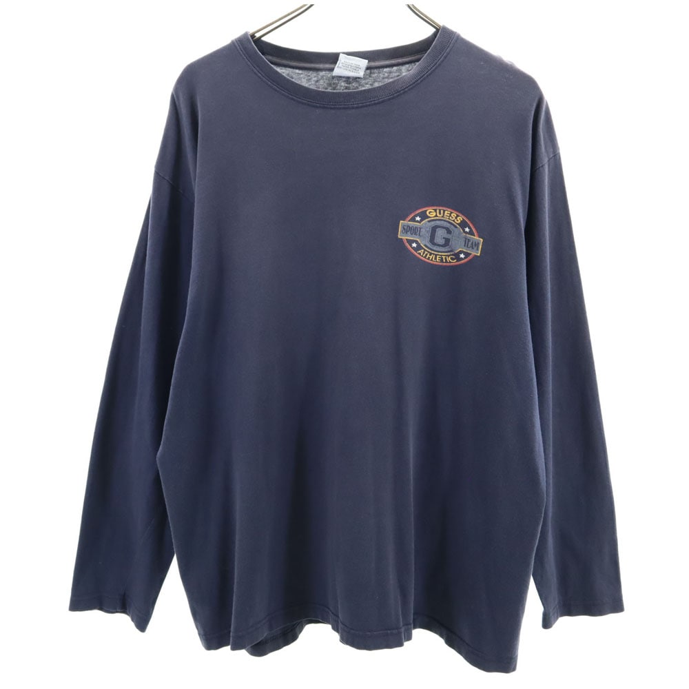 90s USA製 オールド バックプリント 長袖 Tシャツ M ネイビー SPORT ロンT メンズ