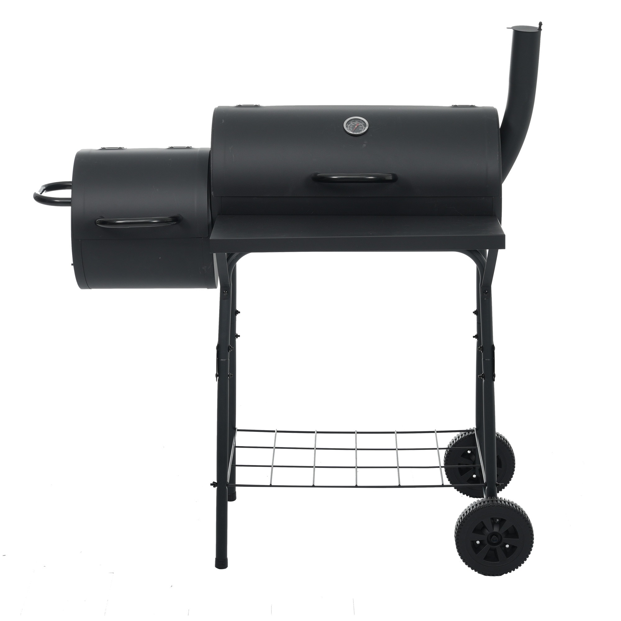 内発送.送.料.無.料新品9【2か所で同時に焼き分け可能】バーベキューコンロ 煙突 焼き網 温度計 多用棚板 8-12人用 燻製 温度計で検温可能 BBQコンロ バレル式 バーベキュースタンド BBQ
