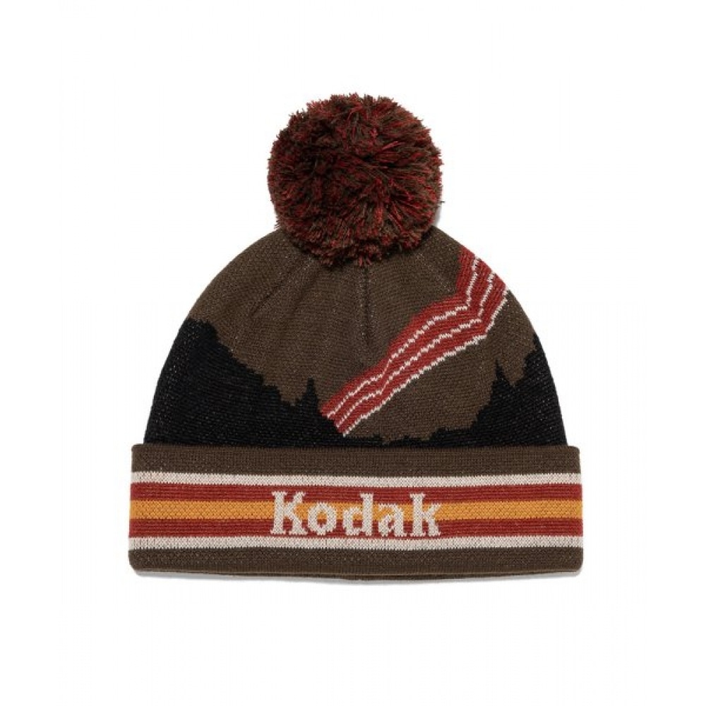コダックマルチカラージャカードドロップビーニーブラウン