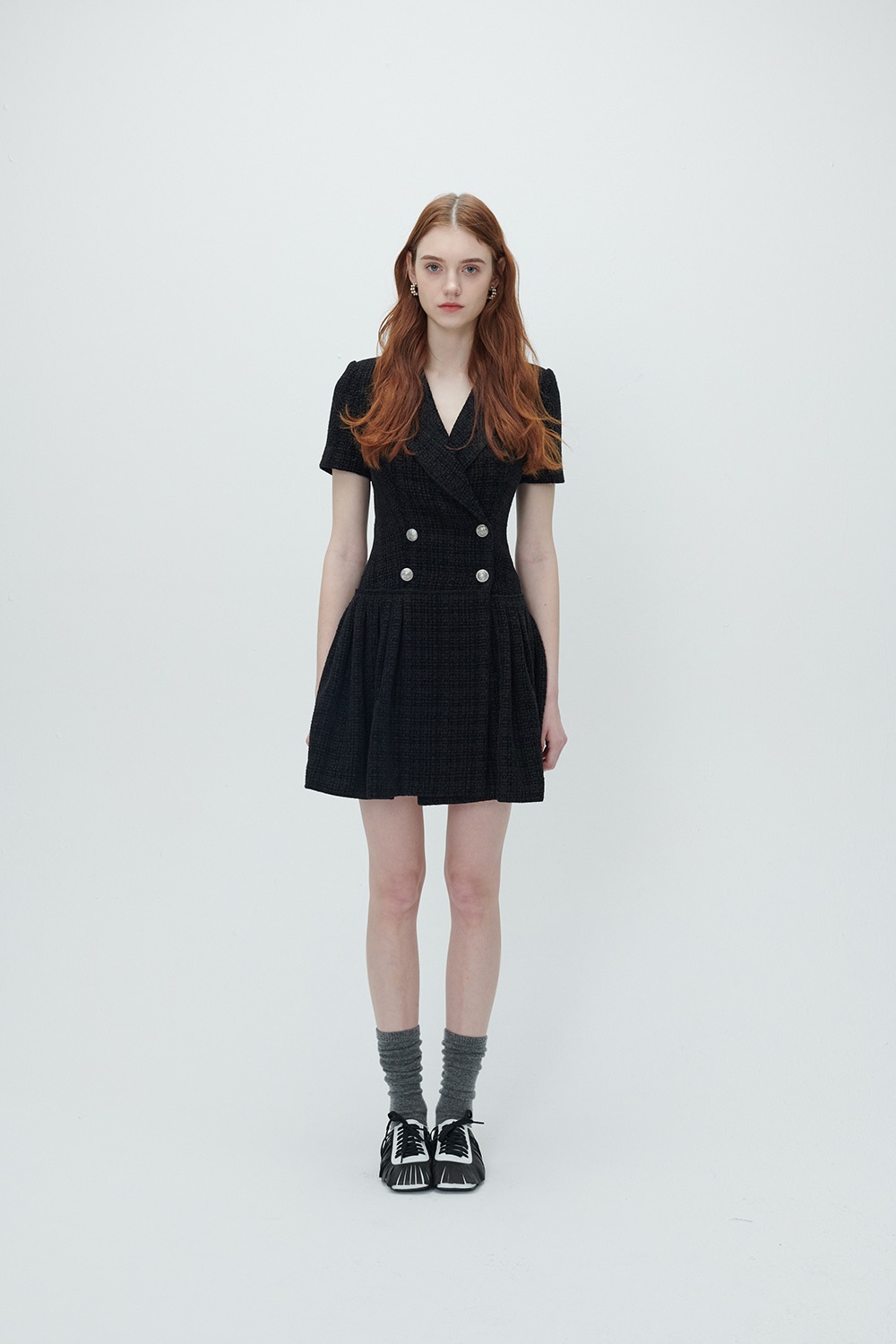 SS 22 Drop waist pleated jacket dress - Black