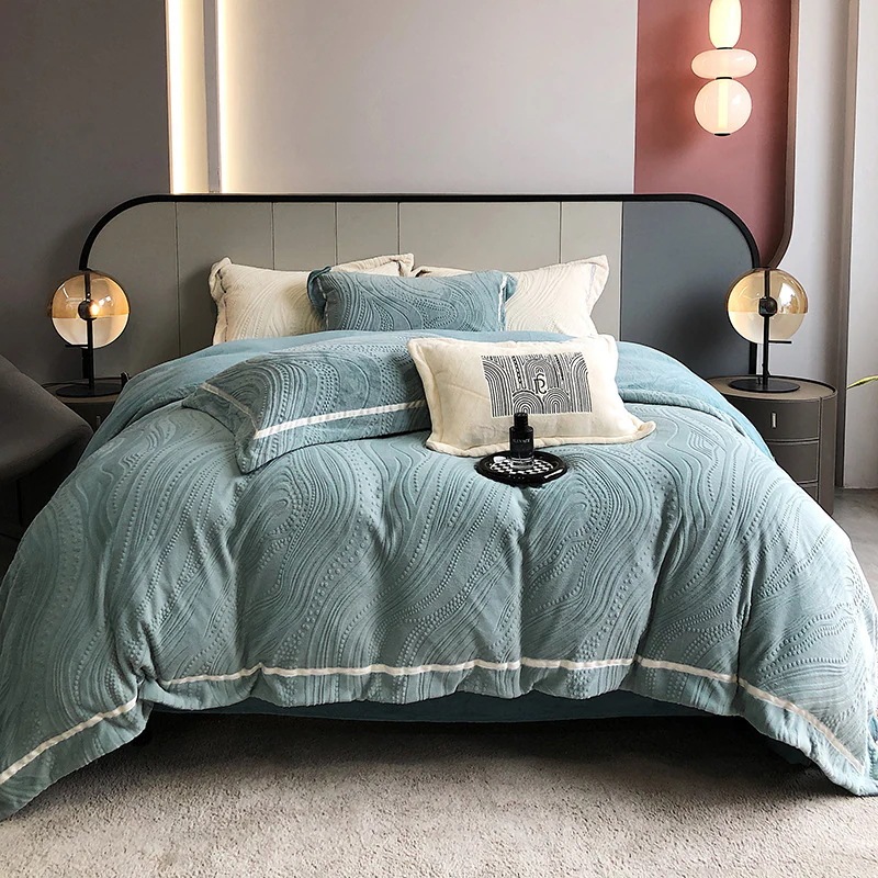 ホームテキスタイル 秋冬a級ライトラグジュアリー 260g 9斤 ミルクベルベット寝具4点セット