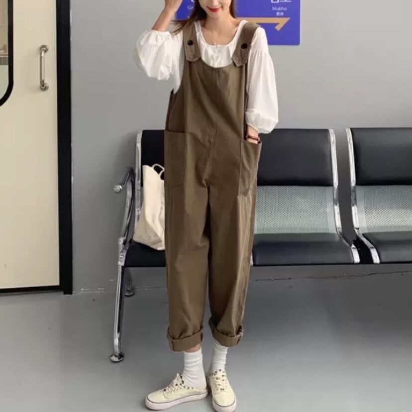 ボトムス 春夏 カジュアル レディース ワイドパンツ オールインワン サロペット 2点セット ツーピース シャツ付き ロング丈 マキシ マキシ丈 9分丈 アンクル丈 ミディアム丈 ミドル丈 無地 ポケ