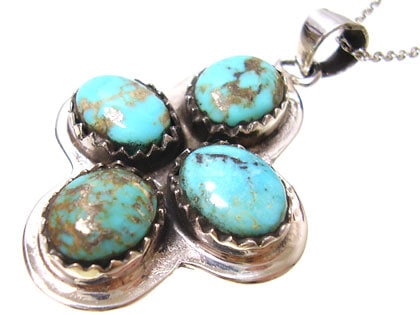 送料無料限定1点人気ターコイズクロスシルバーペンダントst/パワーストーン/ネックレスネックレス