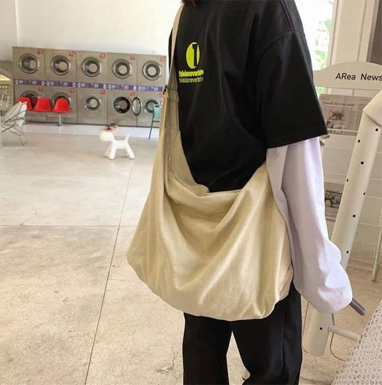 アート ショルダーバッグ 大容量 キャンバスバッグ 学生 怠惰な風 クラスバッグ クロスボディバッグ