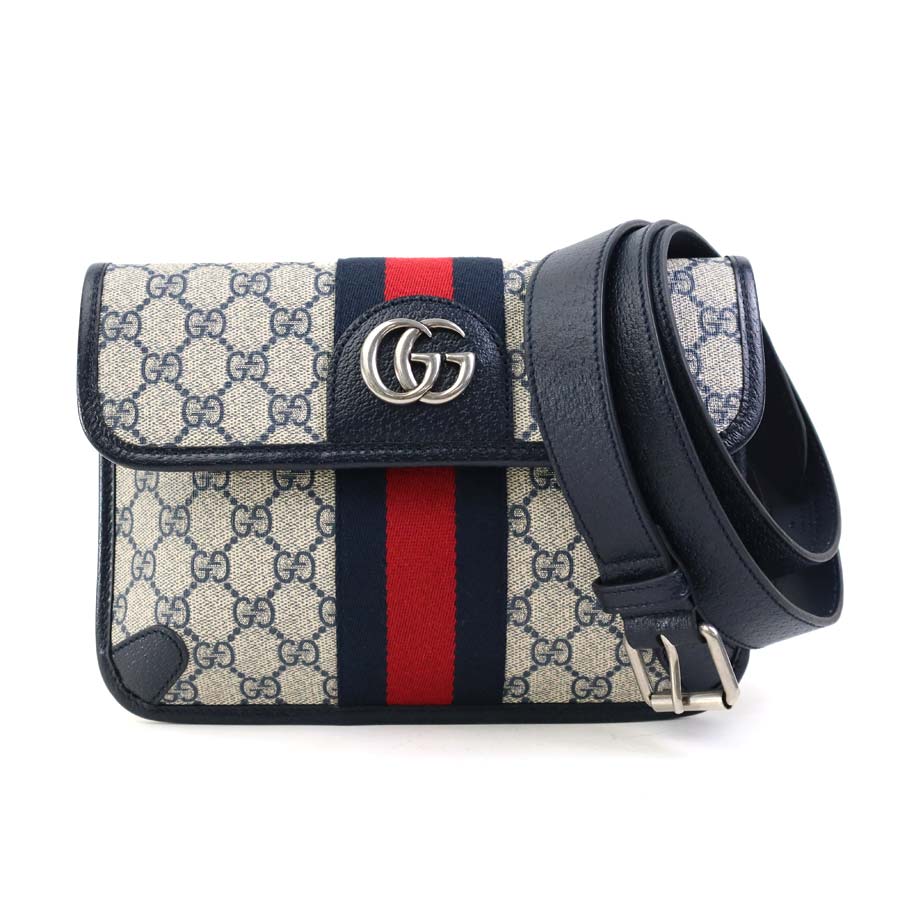 グッチ GUCCI ウエストバッグ ベルトバッグ オフィディア GGスプリームキャンバス ネイビー シルバー メンズ 674081 e59015a