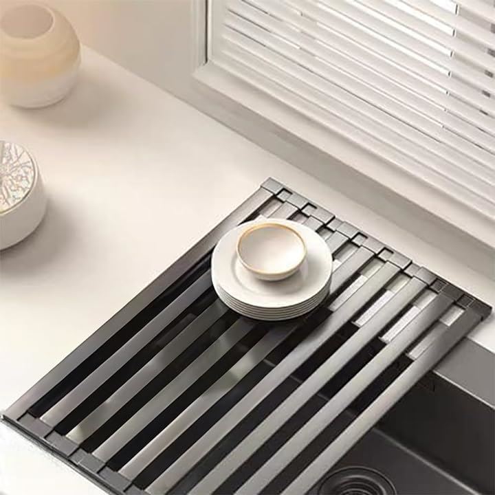 食器水切りラック 調理台 60cm キッチン 収納 台所 ステンレススチール シンク上 食器乾燥ラック ガングレー 三つ折り(60cm(シンク56cm以下)) 5,710円