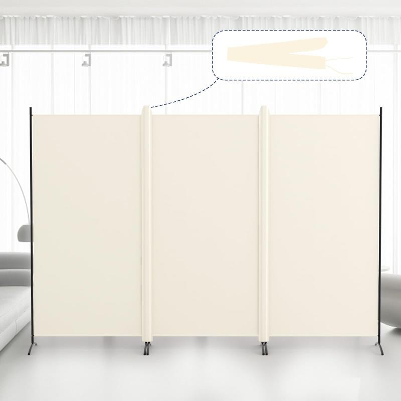 Kokorona パーテーション 間仕切り 3連 カバーストリップ付き 高さ180cm 幅260cm 衝立パーテーション スクリーン 折りたたみ 布タイプ 屏風 目隠し 区切り 衝立 軽量 オフィス