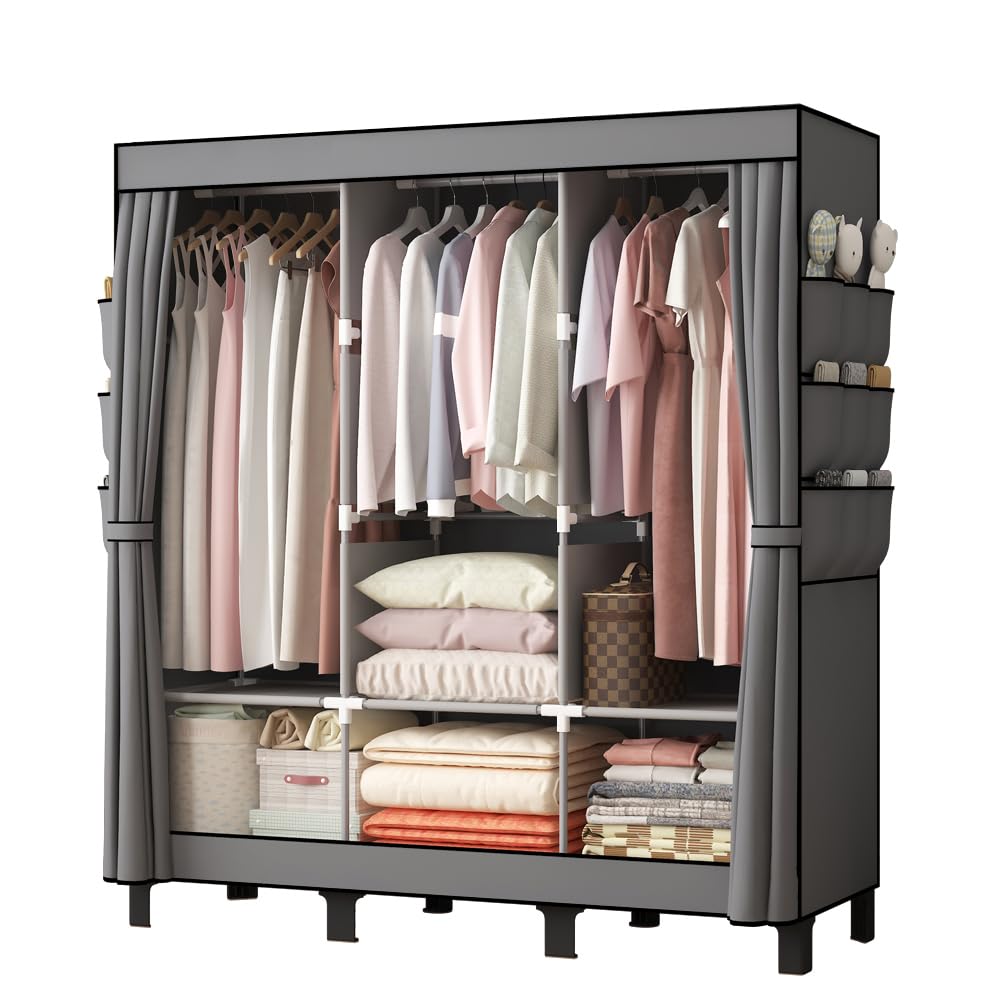 PSHUN RIGH 簡易ポータブル組立クローゼット 防湿・防塵・防カビの不織布クローゼット寮寝室服収納キャビネット多層収納整理キャビネット簡易ワードローブは幅130 cm奥行き45 cm高さ