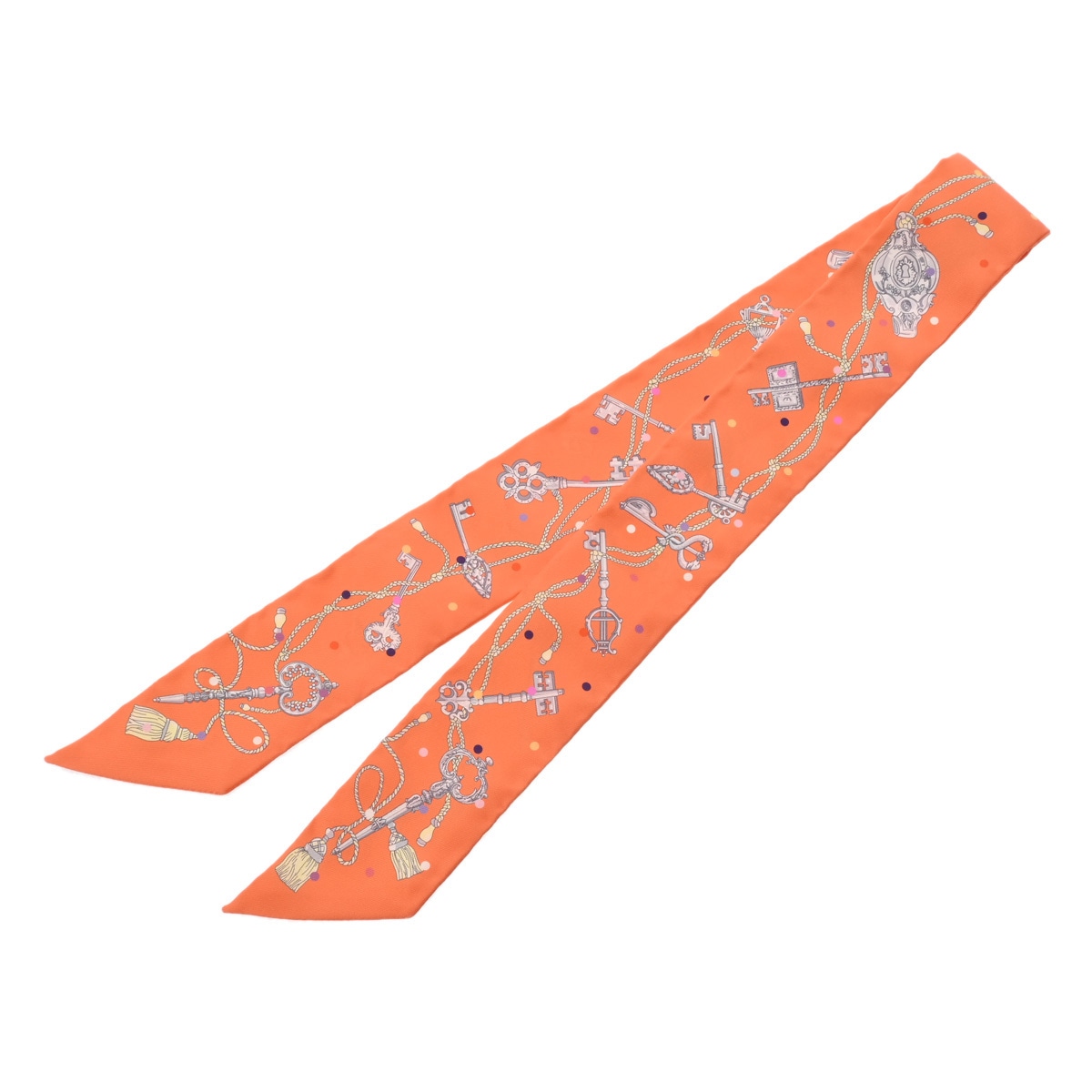 ツイリー LES CLES A POIS オレンジ 063871S レディース シルク100％ スカーフ 新同 中古 銀蔵