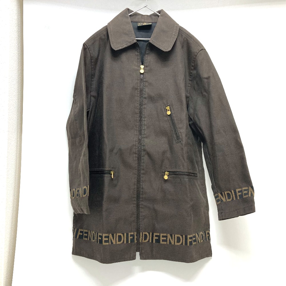 ジャケット ロゴ アウター ジップアップ コットン カーキ