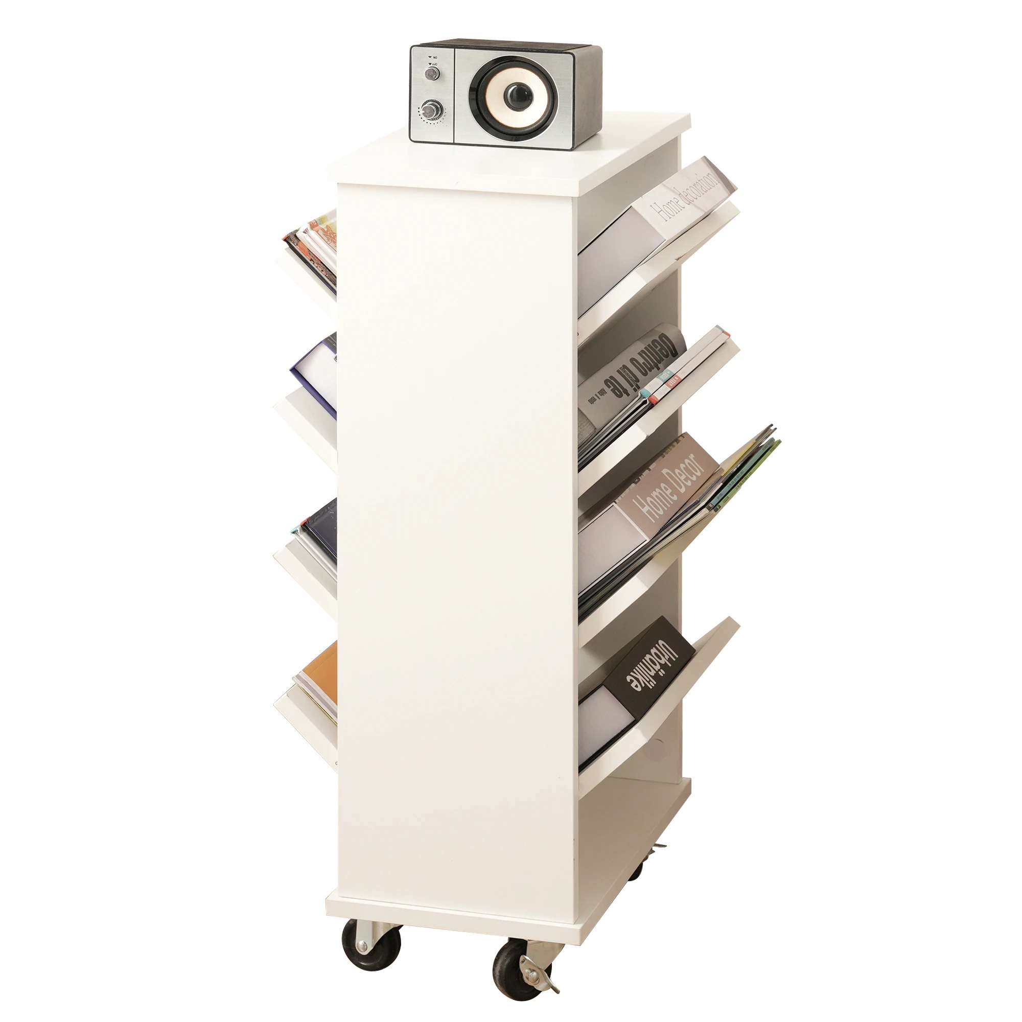 【国内発送&送·料·無·料】本棚 4段 スリム 絵本棚 大容量 アクリル デスク収納 木製 絵本ラック 収納ラック 360回転ラック コミックラック 漫画収納 雑誌 教科書 が ディスプレイ書棚 CD