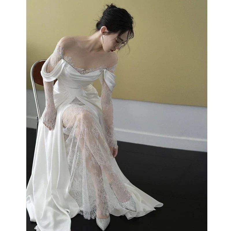 上品パーティードレス新作 高級感 花嫁ロングドレス ウェディングドレス 白 結婚式ワンピース 花嫁 結婚式 ドレス 結婚式 お呼ばれロングドレス 二次会ドレス 10,599円