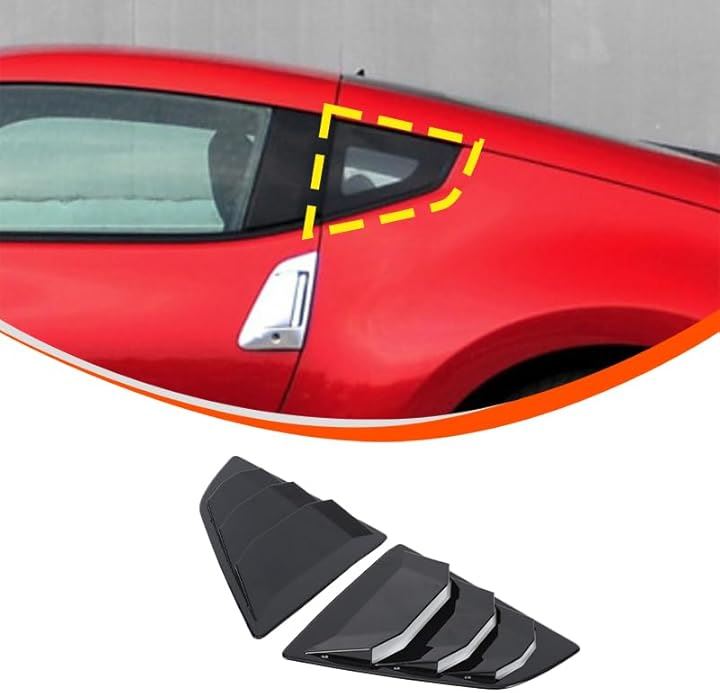 日産 フェアレディZ Z34 2008～2020に適用 ルーバーカバー リアサイドウィンドウルーバー シャッターサイドベントカバー リアウィンドウシャッター ABS製 (ピアノブラック)