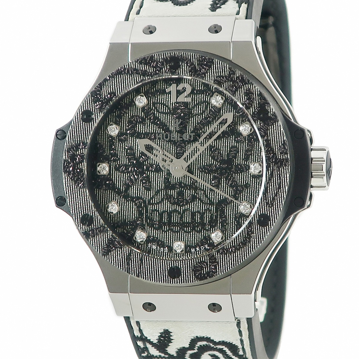 ビッグバン ブロイダリー スチール 343.SS.6570.NR.BSK16 自動巻き メンズ 純正11Pダイヤ 限定 2016年 3年保証