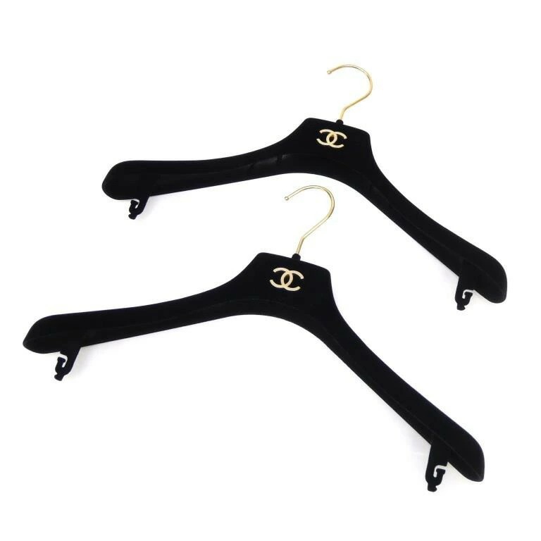 シャネル CHANEL ハンガー 2本セット ココマーク 黒 【中古】(68541)