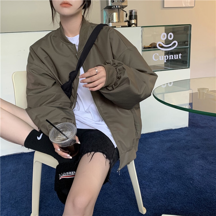 MA-1 ブルゾン アウター パーカー ブルゾン ジャケットカーキーブラック ジャージ 長袖