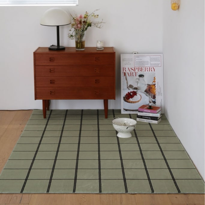 オリーブスティフチェックラグ 洗えるラグ 100x150 150x200 170x230 7,650円