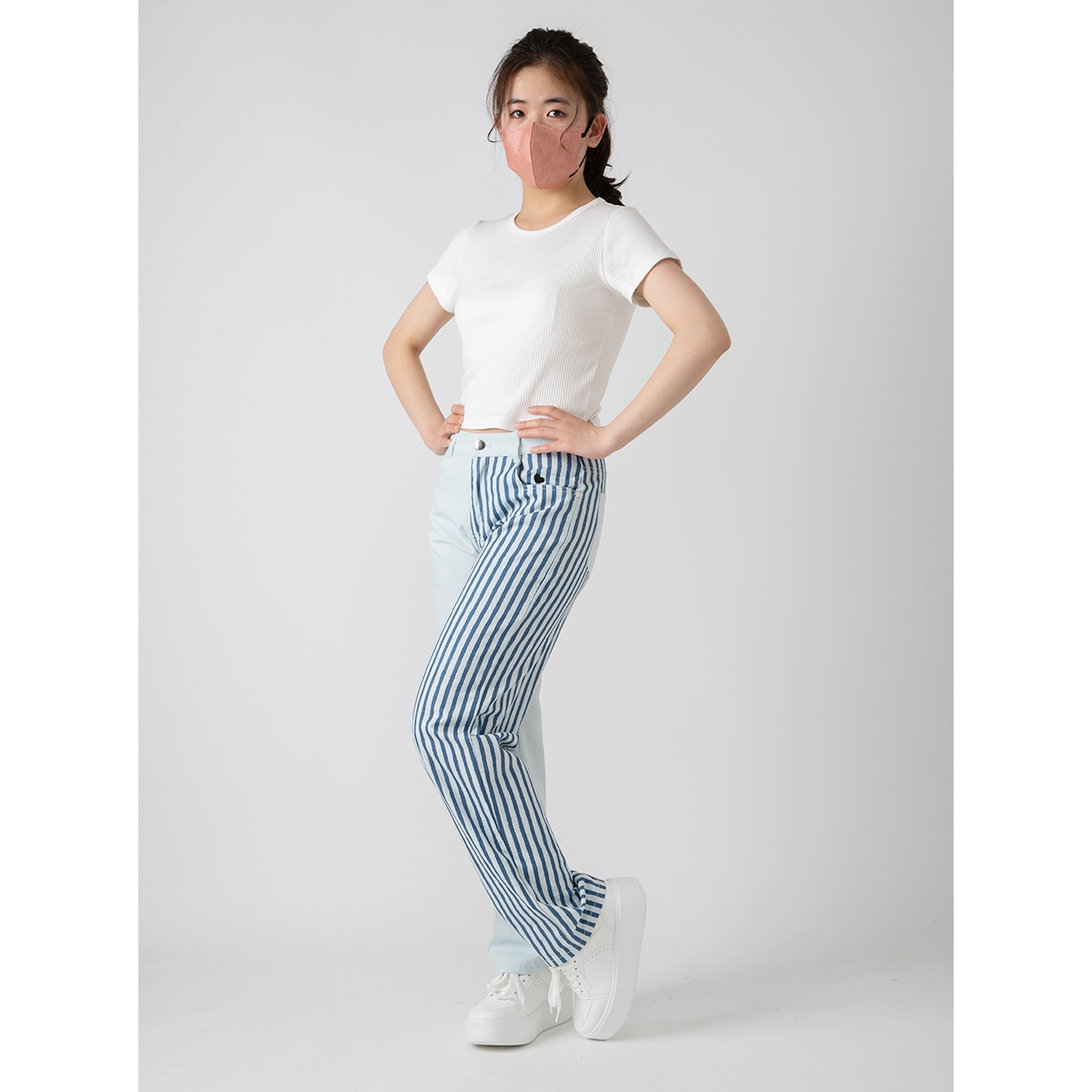 デニムストライプpt.使いパンツ 新着商品+ カジュアル 秋 春 夏 冬 オリジナル ロングパンツ BLACKHEART お洒落な 日韓系 リラックス 体型カバー 2023年人気パンツ 新着 5,216円