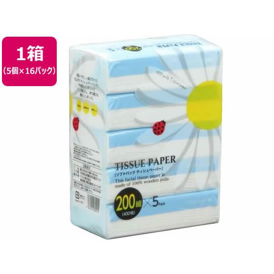 ソフトパックティッシュ てんとう虫 200組 5個×16パック アスト 111807