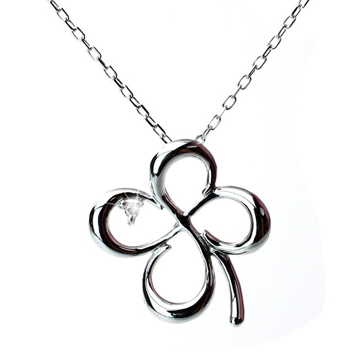 ダイヤモンド クローバー ネックレス K10WG 10K シンプル レディース ゴールド 天然石 誕生石 4月 18,774円