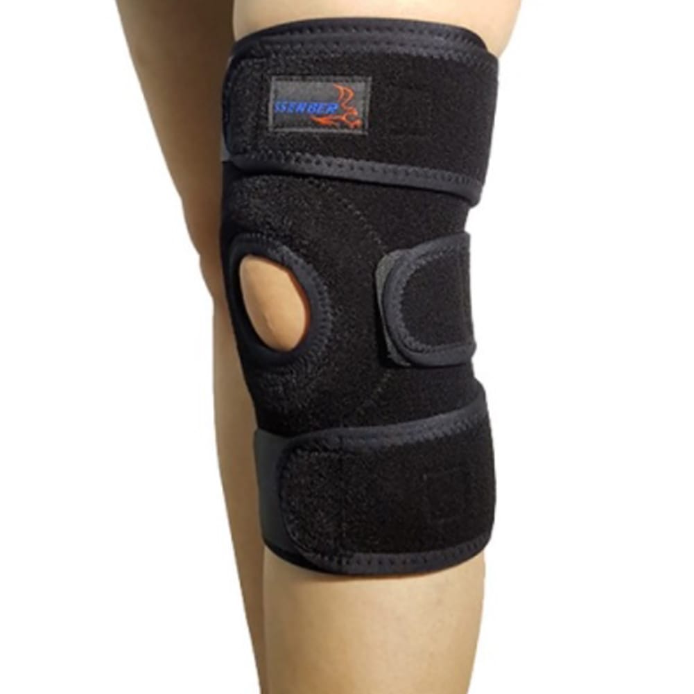 SSENBER 超美品の 3段階の膝装具はACLLCLMCL半月板の裂傷関節炎腱炎の痛みを和らげます 膝蓋骨デュアルスタビライザーノンスリップコンフォートネオプレンを開く3-stage 最新情報 knee b