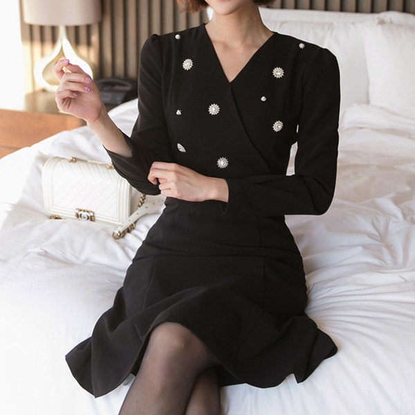 訳あり Riael リアエルジュエリーワンピース Sml 韓国ファッション Aラインワンピース ベルトワンピース シンプルなワンピース 会 デート上品ワンピ 長袖ロング マキシ丈ワンピ Size S Www Colegioista Com Br