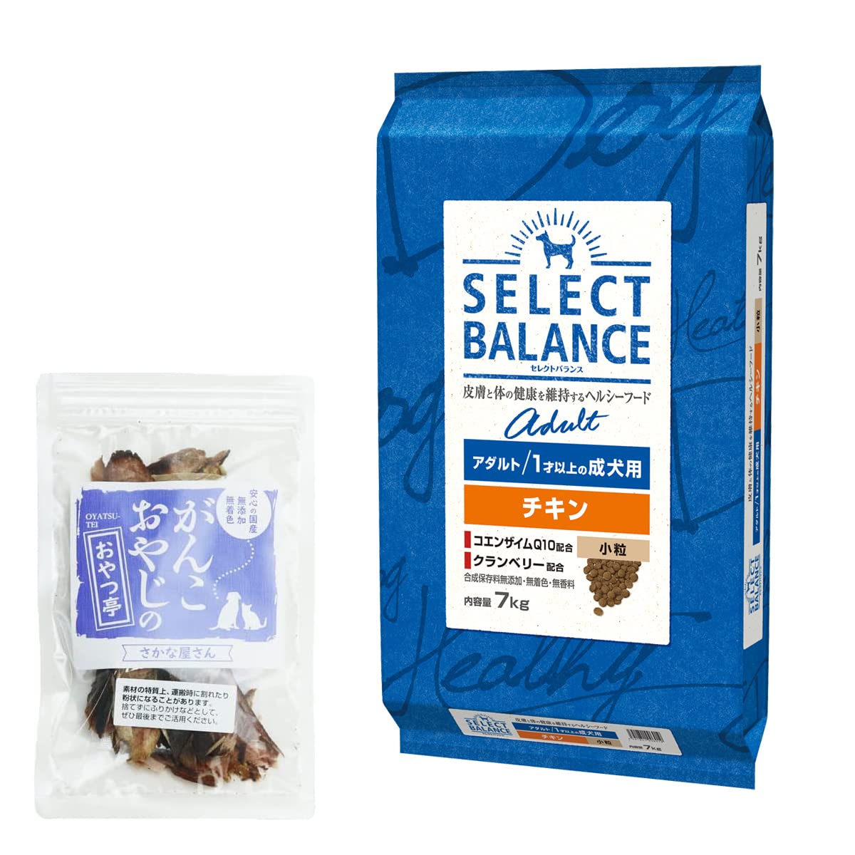 セレクトバランス ドッグフード アダルトチキン 小粒7kg ＋がんこおやじのおやつ亭 国産無添加さかなのおやつ 犬 成犬