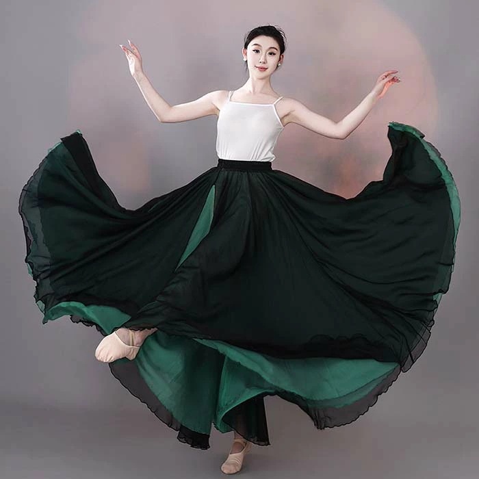 リバーシブル ダンススカート 大きい裾 スリット入り 広がるスカート レディース 大人 古典舞踊フラメンコ フラダンス モダンダンス 社交ダンス スカート 練習着 レッスン着 マキシ丈 ロングスカート 5,301円